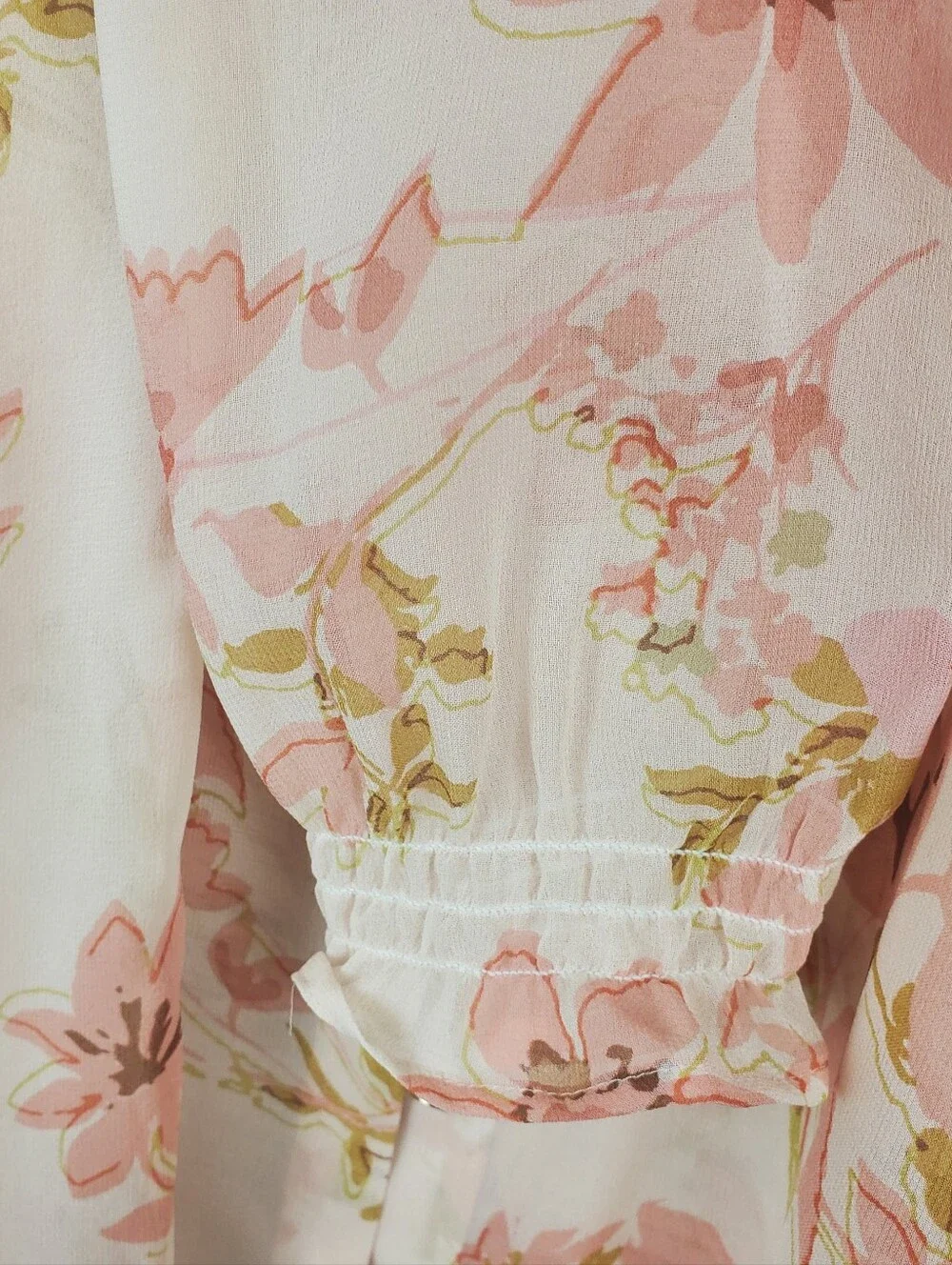NWT Spartina 449 Womens Large 100% Silk Floral Sleer Button Down Blouse Top - Picture 7 of 11